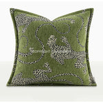 taies d'oreiller jacquard léopard vert olive moderne respectueuses environnement polyester 100% decoration maison
