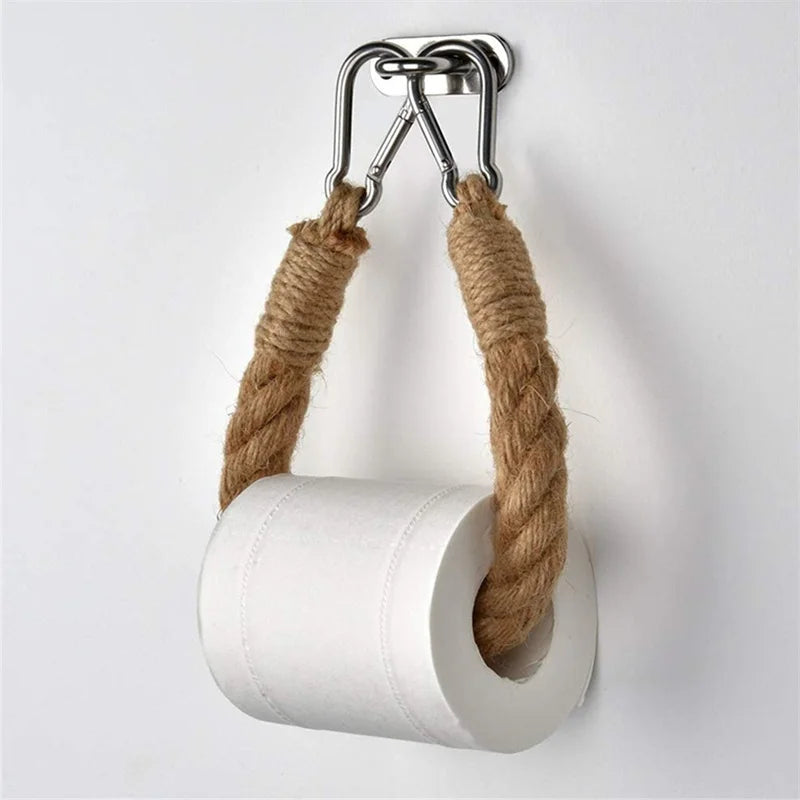 porte papier toilette rustique porte serviette jute corde chanvre zinc salle bain vintage métal