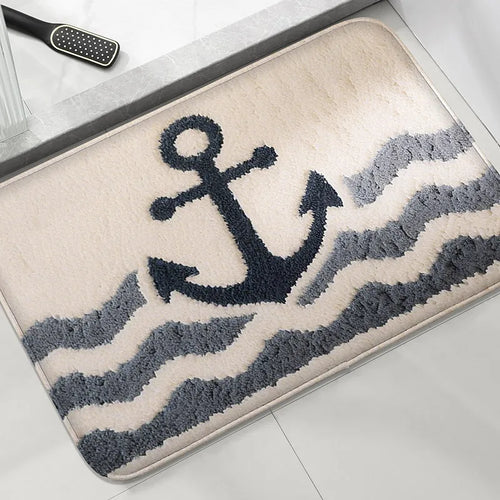 tapis bain antidérapant motif marin décoratif mousse douce douche salle d'eau maison
