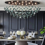 Suspension lumineuse moderne fleurs papillons translucides vert bleu blanc dimmable élégante