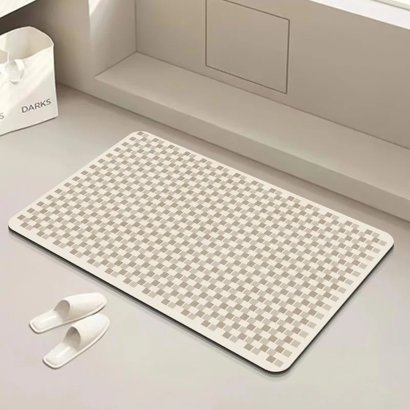 tapis sol salle bain diatomée beige absorbant moderne antidérapant séchage rapide intérieur