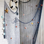 Décoration murale filet pêche semi transparent marine rustique étoiles mer coquillages