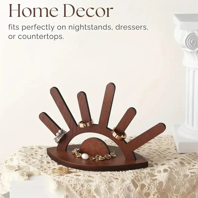 présentoir bijoux bois oeil moderne portable marron foncé bagues colliers