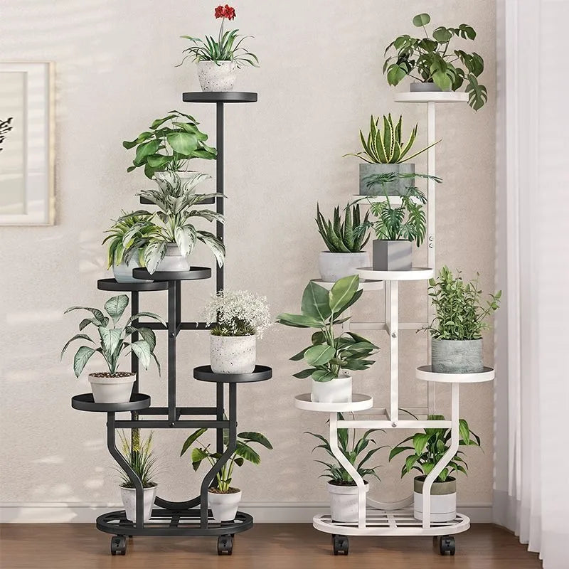 meuble fleurs or blanc moderne niveaux roulettes métal assemblageintérieur plante pots