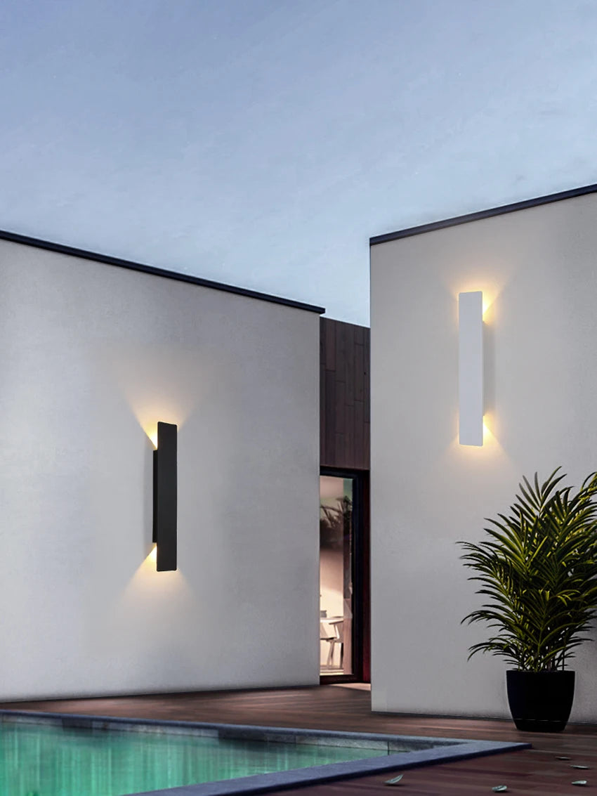 applique murale led moderne noire étanche 18w up down aluminium