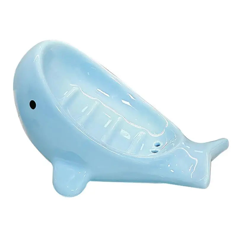 support savon baleine bleu clair blanc moderne adhésif salle bain maison