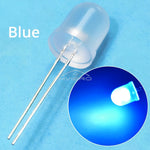 ampoules led diodes 10mm bleu rouge vert blanc chaud jaune diffuses diy commercial