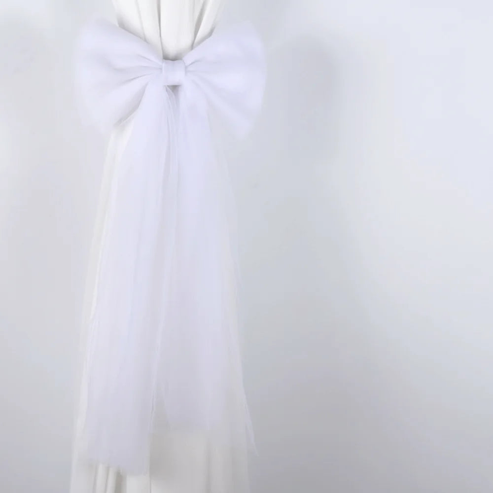 attaches rideau tulle texturé rubans décoratifs girly festif blanc violet orange bleu marine rose