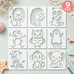 pochoirs animaux mignons blancs cartoon gabarits peinture tissu toile loisirs créatifs DIY différents