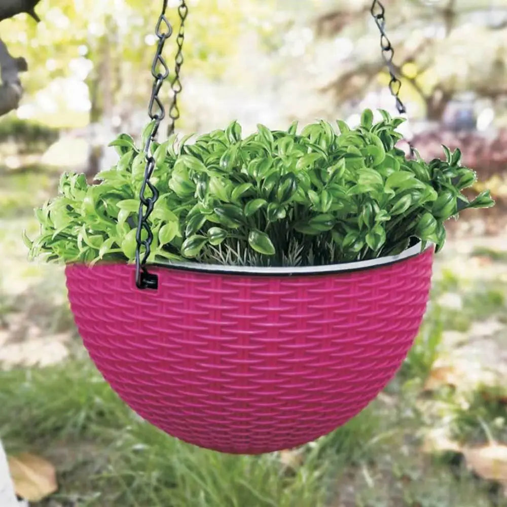 pots suspendus tissés moderne noir bleu rose vert blanc chaînes