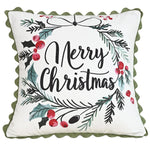 housse coussin patchwork noël blanc guirlande cloches branches baies étoiles décor maison festive 45x45cm