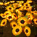 fleurs artificielles solaires jaune moderne décoratives tournesols roses lumineuses fixées piquets