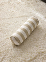 coussin rond velours rayures moderne oreiller décoration maison beige blanc orange blanc vert blanc