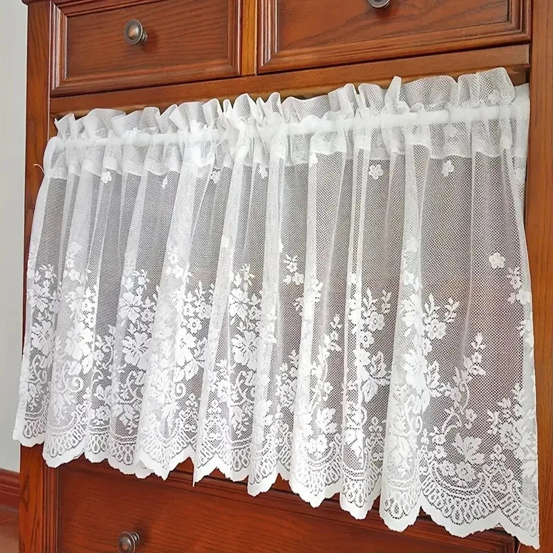 rideau blanc dentelle motifs floraux transparent classique maison hospitalière polyesterextérieur