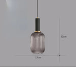 suspension lumineuse moderne vert rayures opacité câble noir chambre salon étude principal