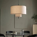 lampe suspendue tissu toile lin beige clair moderne 40cm 50cm 60cm led nature light