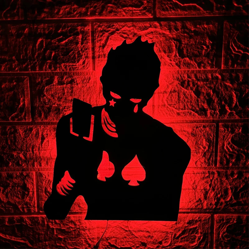 applique murale led silhouette anime noir décoration chambre veilleuse lumineuse personnage japonais
