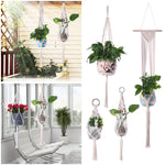 support plante suspendue macramé blanc cassé artisanal anneau métallique pot plante balcon jardinintérieur