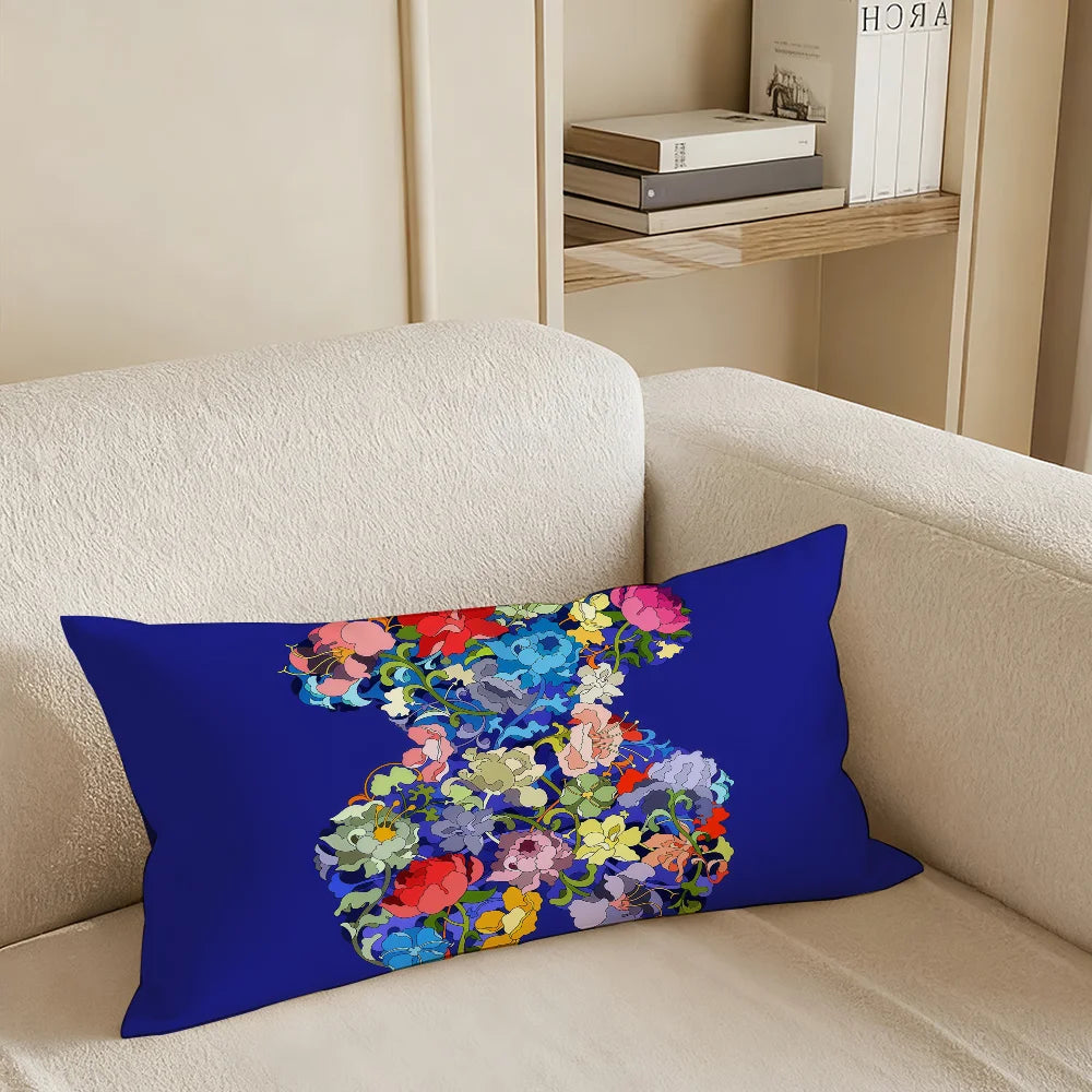 taies d'oreiller décoratives moderne motif ours fleurs imprimées non toxiques respectueuses environnement rose bleu