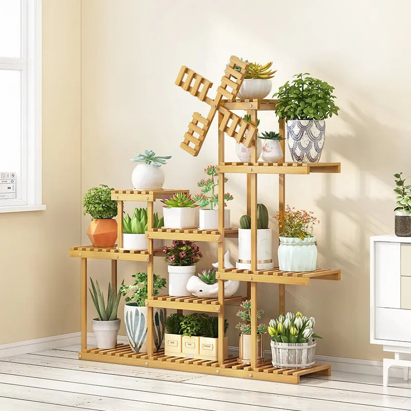 étagère plantes bois naturel moderne 102cm large 103cm 120cm 138cm hauteur adjustable minimaliste