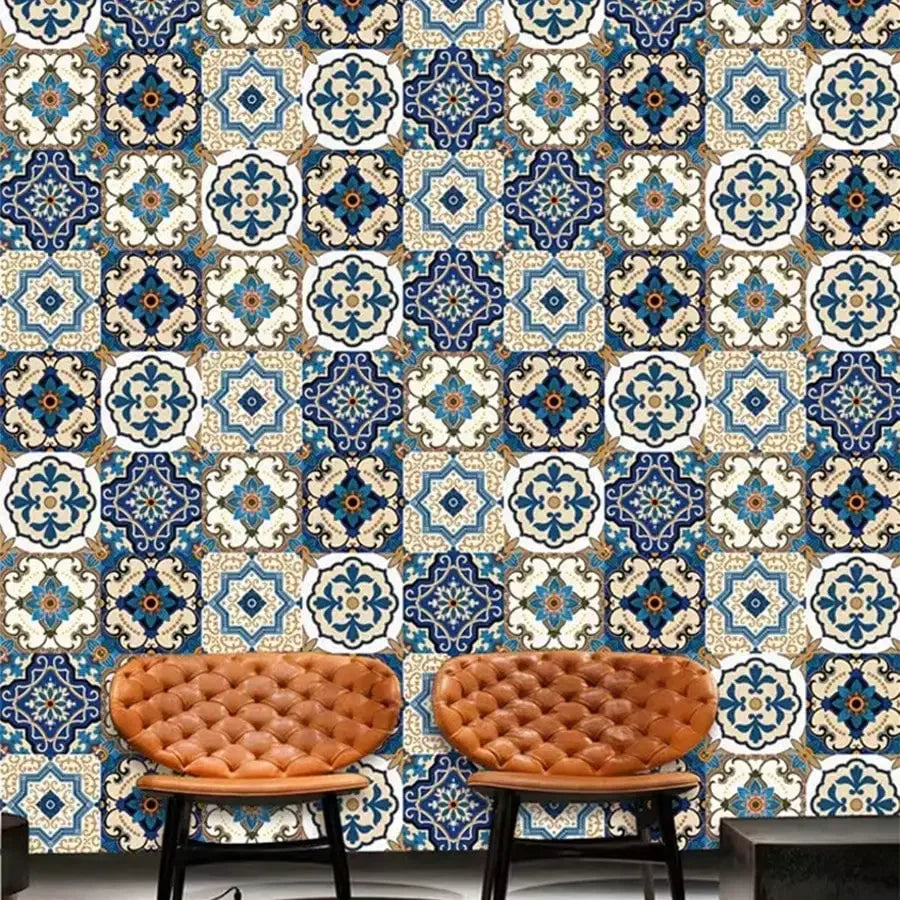 autocollants muraux géométriques motifs floraux vintage ethnique imperméables adhésifs cuisine chambre salon