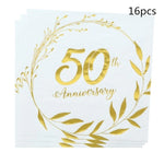 assiettes jetables dorées festives 8pcs anniversaire guirlandes feuilles textes classiques blancs