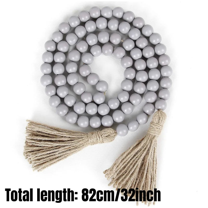 bracelet boho chic rondes tassel corde naturelle gris clair marron foncé