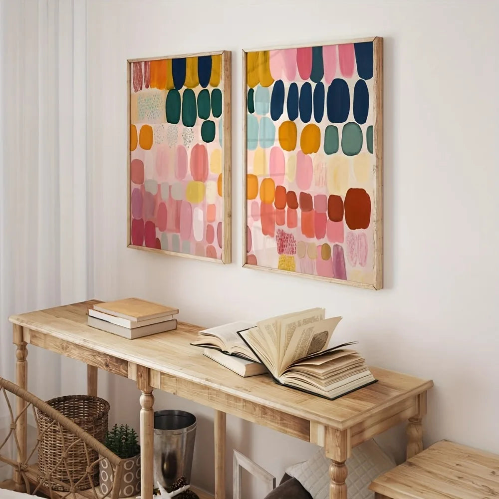 toiles d'art abstrait géométrique multicolore contemporaines sans cadre 30x40cm 40x60cm