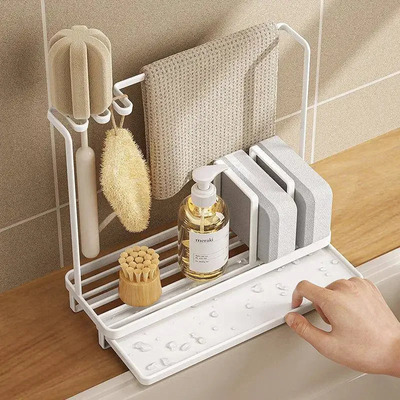 porte serviettes porte brosse moderne réutilisable métal tissu beige savon serviette dents plastique crème