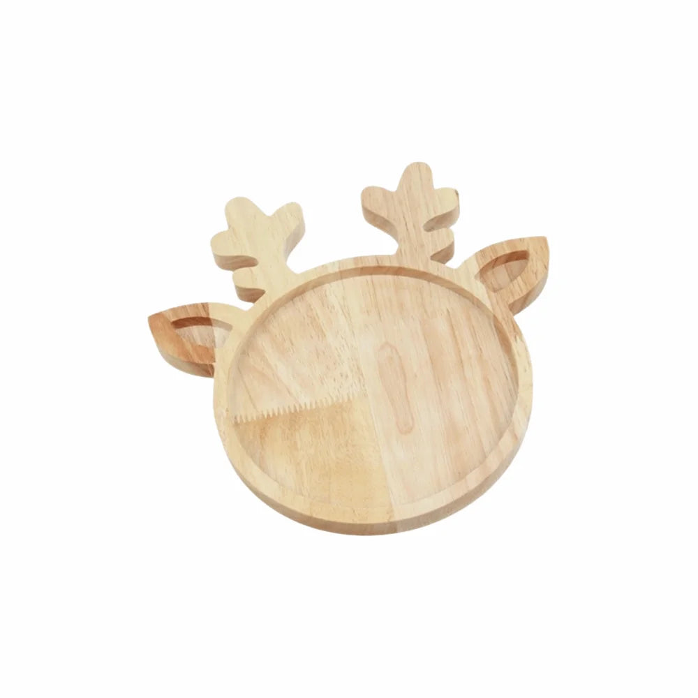 assiettes bois naturel assiettes noël forme d'arbre cerf décoration festive modernes