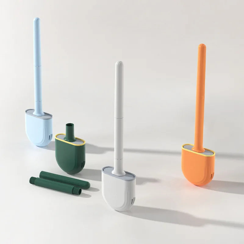 brosse wc moderne support mural adhésif bristles plastique blanc gris bleu vert orange respectueux