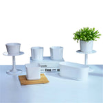 pots fleurs modernes blancs soucoupe plante verte intérieur extérieur hexagon rond polygonaux