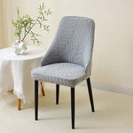 housse chaise extensible motif feuilles gris clair fauteuil salle manger moderne