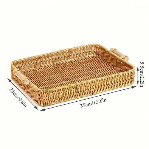 panier rotin tissé moderne poignées bois beige clair rangement cuisine chambre