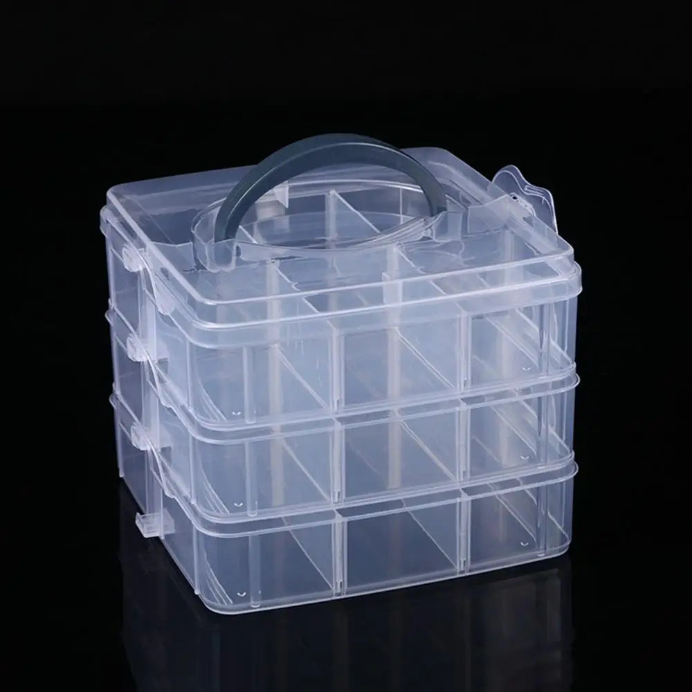 boîte rangement bijoux transparente portable niveaux compartiments ajustables poignée amovible modernes