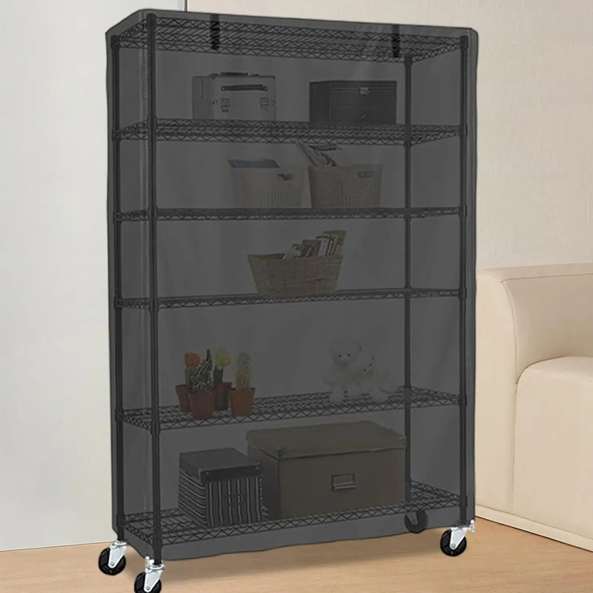 housse protection étagère noire couverture anti poussière salon meuble jardin rangement moderne opaque utilitaire