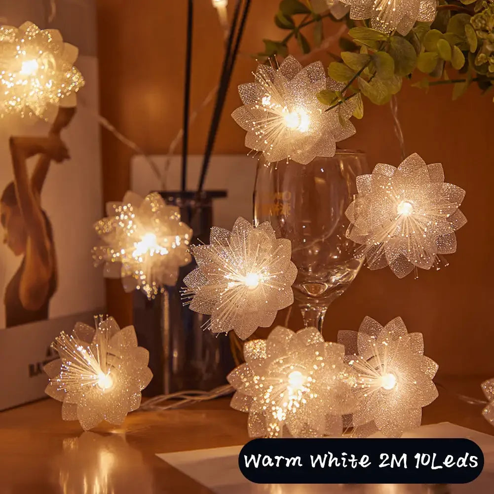 guirlande lumineuse led multicolore fleurs fibre optique adhésif moderne noël décoration festive vert rose