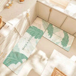 tapis sol vert feuilles tropicales anti dérapant résistant bactéries moderne salon bain chambre imperméable