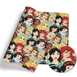 tissu patchwork disney aurora ariel cendrillon mickey bleu vert rose blanc coton 140x50cm