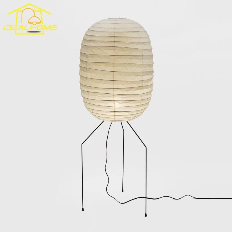 lampadaire japonais wabi sabi papier plissé beige moderne salon maison lumière douce