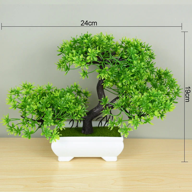 petit bonsaï artificiel plante pot blanc décoratif maison jardin fleurs roses vertes