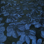 tissu polyester jacinthe fleuri brillant résistant intempéries largeur 155cm couleurs bleu noir