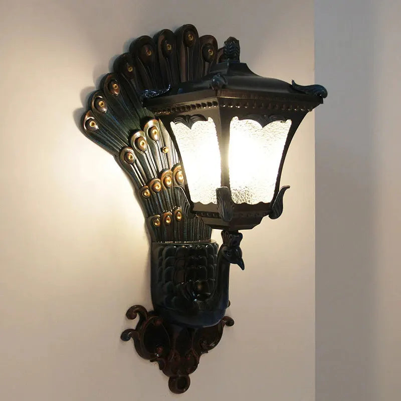 lampe murale paon baroque bleu doré motif brillant éclairage maison applique murale ip65 aluminium