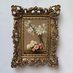 cadre photo résine opaque baroque floral vintage or beige blanc