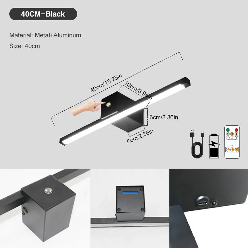 lampe led rechargeable sans fil fixée mur moderne noir blanc 6000mAh clips aluminium silicone