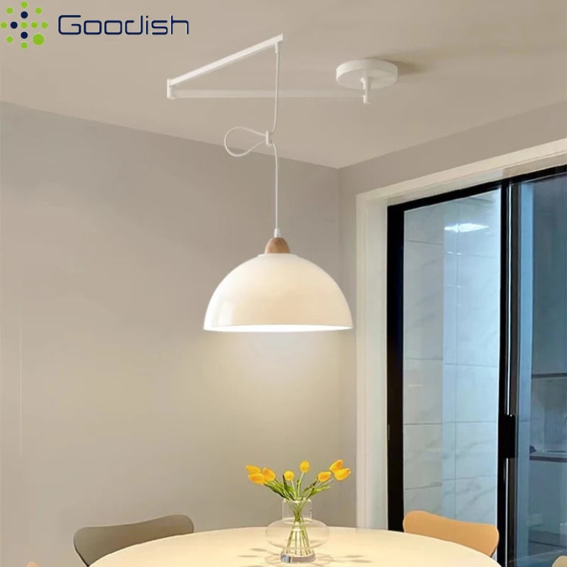 lampe suspendue moderne blanc noir flux lumineux led interrupteur bouton decoration chambre coucher