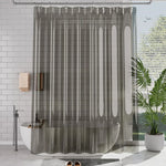 rideau douche moderne gris transparent polyester froufrous plis verticaux respectueux environnement 180x200cm