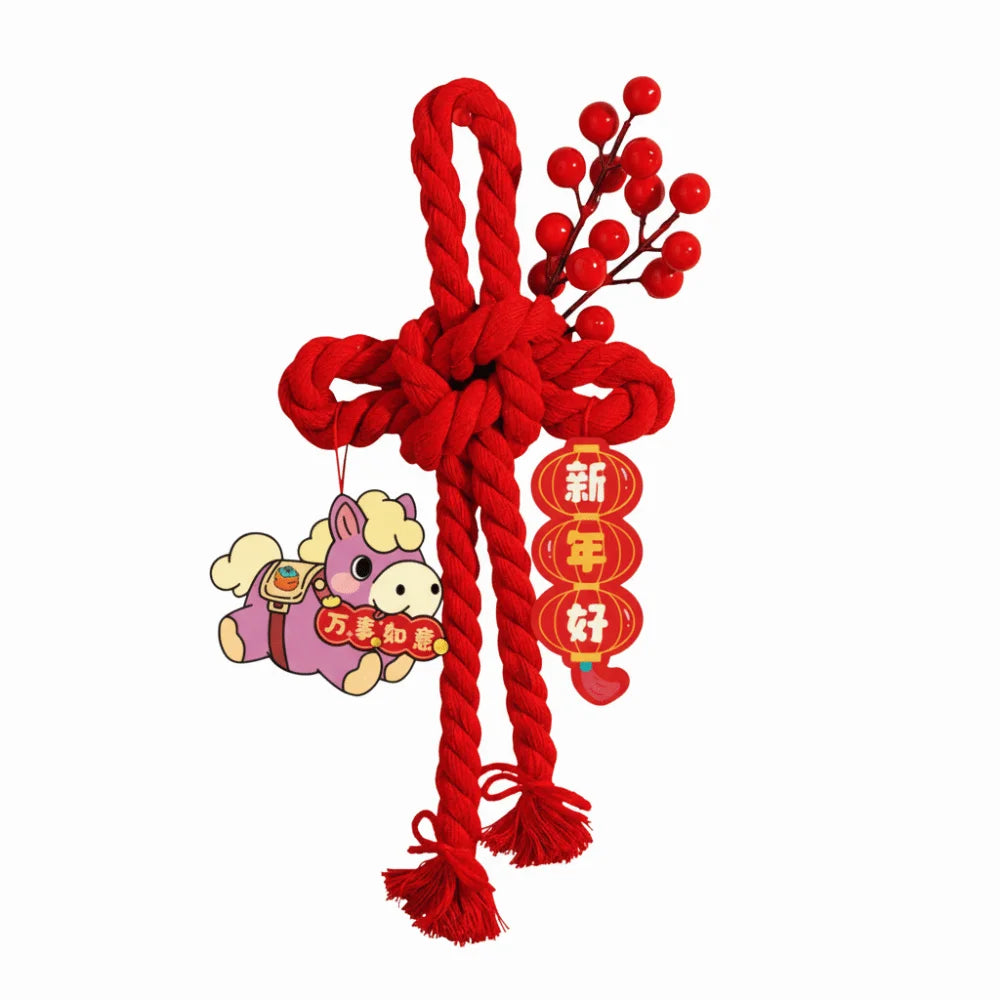 décoration murale traditionnelle chinois rouge doré motif floral figurines animaux rubans pompons opaques festif
