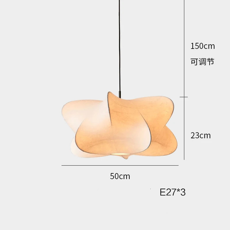 suspension soie blanche motif organique contemporaine luminaire chambre hall kitchen 40cm 50cm 60cm