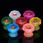 bougeoir verre artisanal forme fleur lotus porte bougie décoratif maison couleur vive opaque